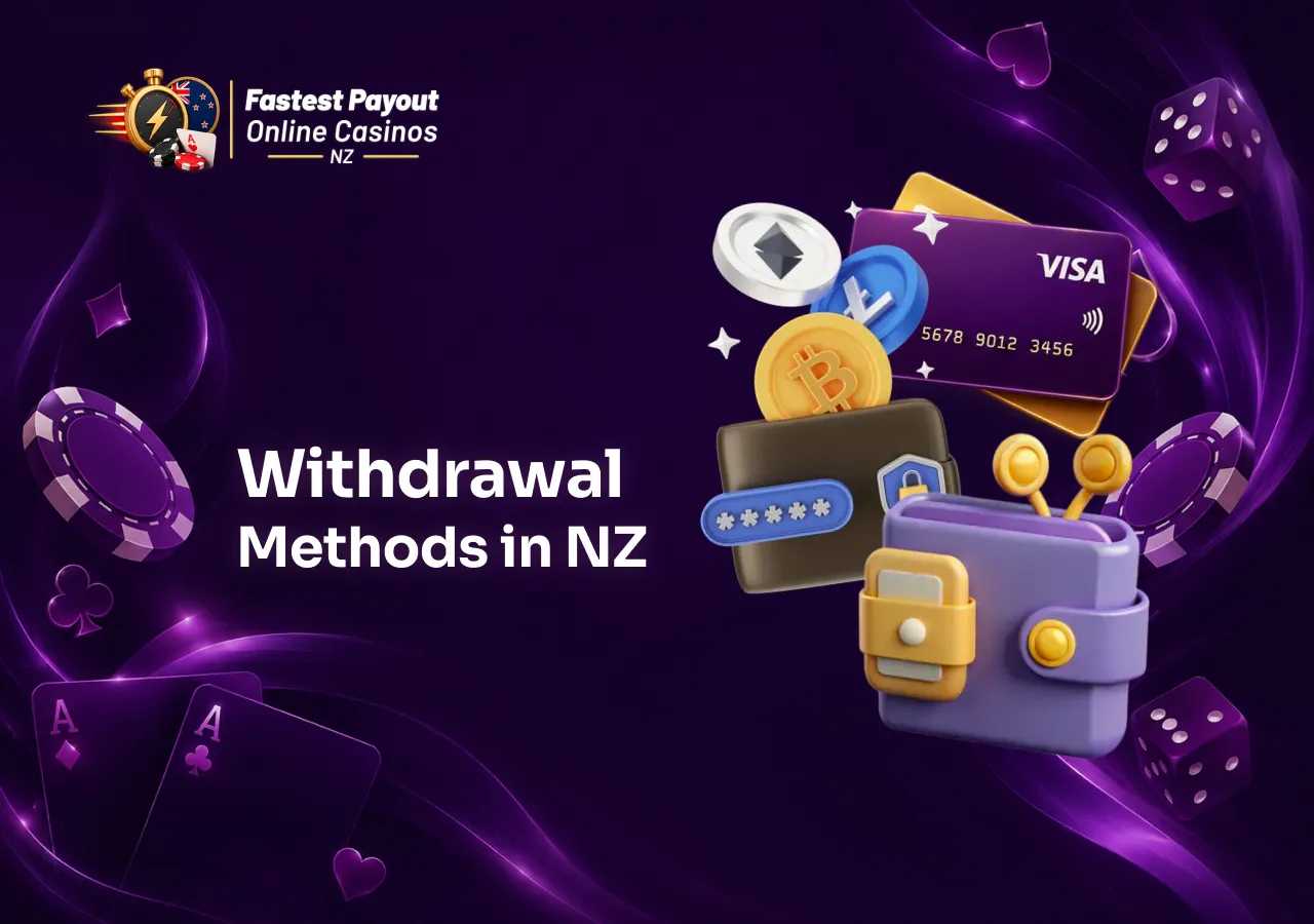 Popular withdrawal methods in NZ include bank cards, e-wallets and direct bank transfers.